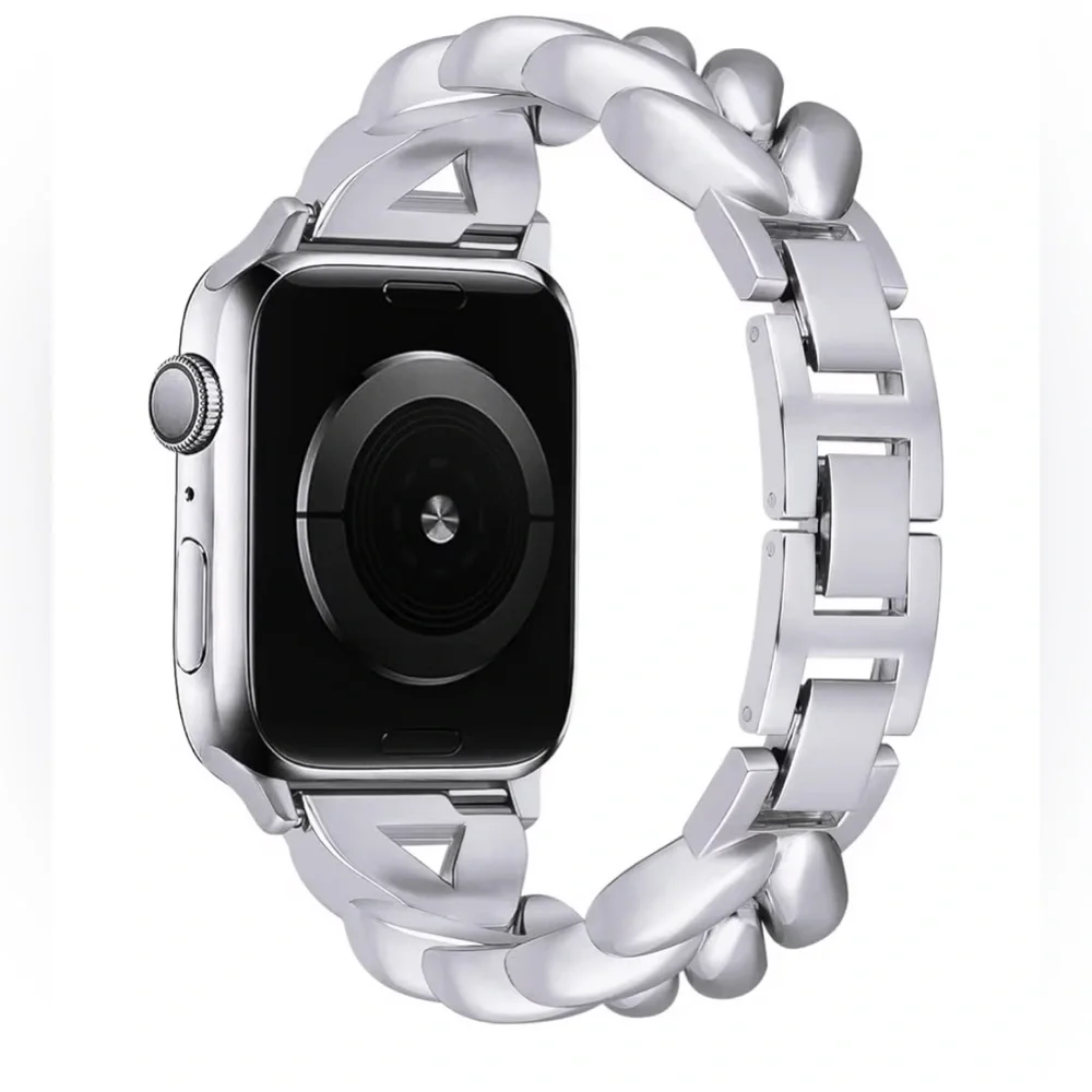 Jbh* New! Smart Watch Replacement Silver Links Band with 2 Link Pins